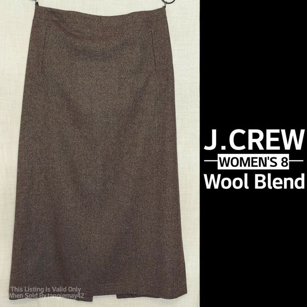 J.Crew Tweed Skirt Brown Minimalist Maxi Ankle Length Long Pencil Skirt 8 Medium